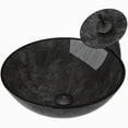 thumbnail image 4 of VIGO Gray Onyx Glass Vessel Sink and Waterfall Faucet Set in Matte Black Finish, 4 of 5