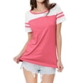 thumbnail image 3 of STARVNC Women Stripe Splice Short Sleeve Crew Neck Shirt, 3 of 6