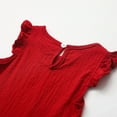thumbnail image 6 of LLYWEY Toddler Girls Ruffle Tops, Baby Girl Linen Ruffles Hem Sleeveless T-Shirts, Kids Solid Color Keyhole Back Summer Round Neck Sleeveless Loose Casual Blouses Shirts, Style-T-12, Red, 3T, 6 of 9
