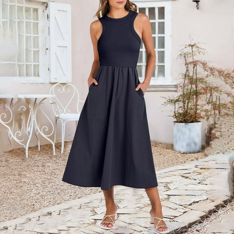 green emerald velvet dress Kranda Summer Dresses for Women 2025 Sleeveless Tank Dress Square Neck  Casual Tank Top Long Beach Sundress Tiered Maxi Dress with Pockets,Black S  at Amazon Women's Clothing store main image 0