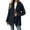 Navy, variant on Busydd Womens Fleece Jacket Solid Color Warm Winter Jackets for Women Comfy Long Sleeve Button Hooded Cardigan for Women M