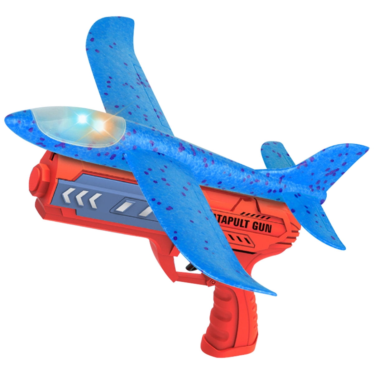 LiKee Airplane Toy Launcher Flying Shooting Games 2 Flight Mode Catapult Foam Aircrafts Outdoor Yard Gliders Sport Activity Birthday Party Favors Gifts for Kids Boys Girls 6 Blue Years Old 