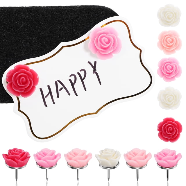 Shisuyan 40 Pcs Épingles à Pousser Fleur Pointes de Pouce Épingles pour Tableau d'Affichage Mignonnes Pointes de Pouce Épingles de Poussée Décoratives pour Tableau d'Affichage Tableau en Liège