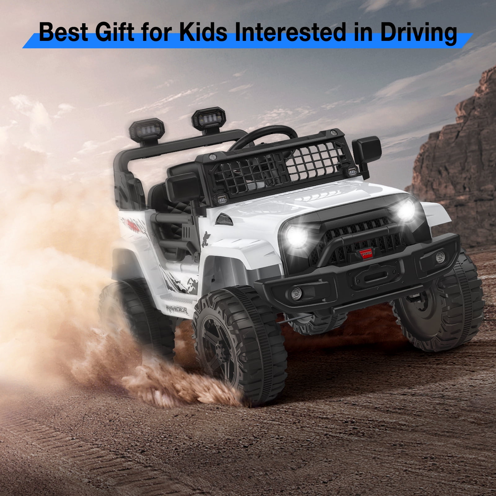 CazToi 12V Kids Ride On Truck Toddlers Battery Powered Electric Vehicle with Remote Control Ride On Toy Car for Boys Girls 3-8