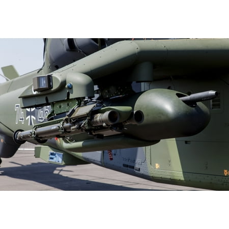 AIM-92 Stinger weapon and gun pod on a German Army Eurocopter Tiger Stretched Canvas - Timm ZiegenthalerStocktrek Images (34 x