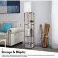 thumbnail image 3 of Floor Lamp with Shelves, Modern Shelf Lamp for Display Storage, 3 Color Temperature Wood Narrow Standing Corner Lamp with 8W Bulb for Living Room Decor, Bedroom, Office, Home Decor(Brown), 3 of 8