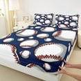 thumbnail image 3 of jejeloiu Baseball Twin Sheet Set,Sport Deep Blue White,Ultra Soft Decor For Boys,3-Piece, 3 of 7