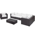 thumbnail image 4 of Modern Contemporary Urban Design Outdoor Patio Balcony Seven PCS Sectional Sofa Set, White, Rattan, 4 of 9