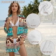 thumbnail image 4 of Renewold Swimsuit Coverup for Women Beach Cover Up with Pocket Comfortable Button Down Shirt Long Sleeve Lightweight Swimwear for Women Seaside Wear, Tribal Tribal Cow Print, S, 4 of 7