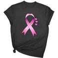 thumbnail image 2 of Breast Cancer Awareness Tops for Women Cute Short Sleeve Pink Ribbon Print Shirts Causal Crewneck Tshirt Blouse, 2 of 3