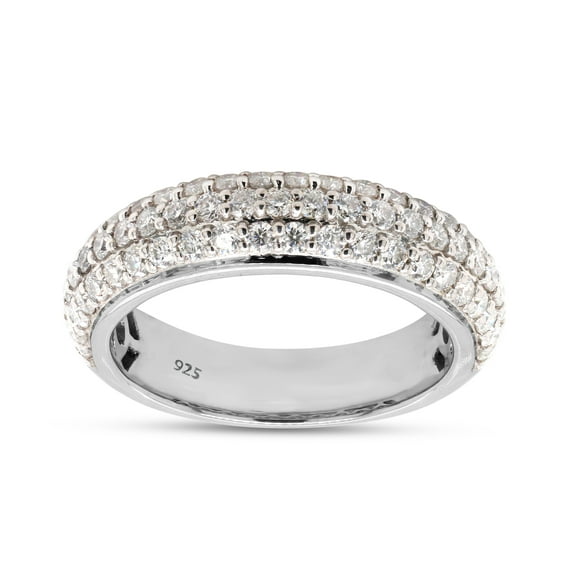 AFFY 1CT Moissanite Diamond 3 Row Eternity Wedding Band Ring For Women 14K White Gold over Silver-4