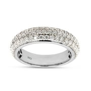 AFFY 1CT Moissanite Diamond 3 Row Eternity Wedding Band Ring For Women 14K White Gold over Silver-4
