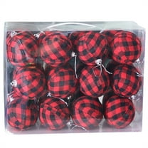 24 Pieces Christmas Ball Ornaments, Buffalo Plaid Fabric Ball Ornament Decoration, Christmas Decorations Tree Balls for Holiday Wedding Party Decoration