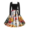 thumbnail image 3 of Vestido Informal Retro Con Cordones y Cuello Cuadrado de Manga Larga Con Estampado Navideño Para Mujer, Otoño E Invierno (1), 3 of 3