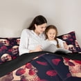 thumbnail image 5 of Feelyou Red Rose Flower Full Size Comforter Sets for Couple, Romantic Gothic Skull Bedding Comforter Set, Happy Valentine's Day Reversible Bedding Sets, Microfiber Bedroom Decor, 3pcs, 5 of 8