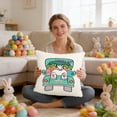 thumbnail image 7 of LHNFt Spring Easter Pillow Covers 18x18 Inch, Cute Bunny Rabbit Floral Easter Decorations Watercolor Pink Flower Butterfly Decorative Throw Pillow Cases Outdoor Farmhouse Decor for Sofa Couch Bed, 7 of 7