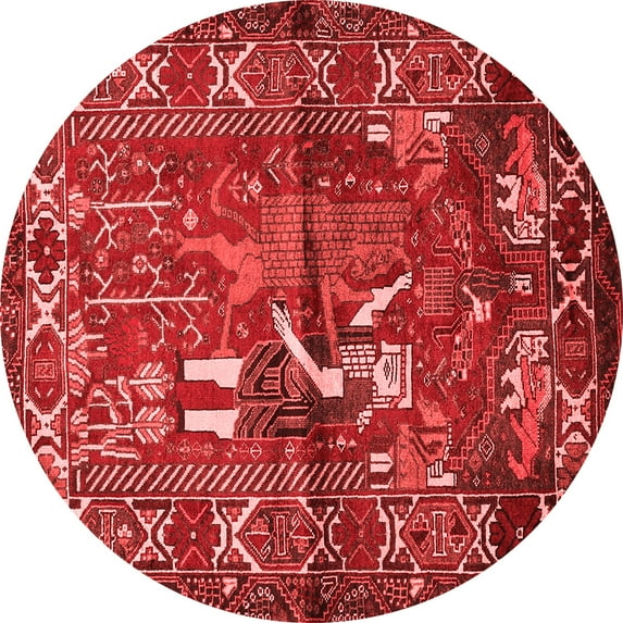 Ahgly Company Indoor Round Animal Red Traditional Area Rugs, 7' Round