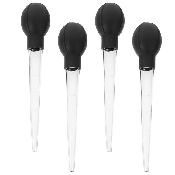 Pretyzoom 4Pcs Plastic Droppers Pipettes Black Tube Measuring Daily Use Equipment