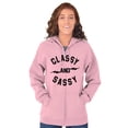thumbnail image 4 of Classy and Sassy Attitude Quote Zip Hoodie Sweatshirt Women Brisco Brands 3X, 4 of 6