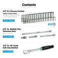 thumbnail image 5 of Capri Tools 3/8 in. Drive Master 6-Point Chrome Socket Set, 8 to 22 mm, with Extension and 90-Tooth Soft Grip Ratchet, 35-Piece, Metric, 5 of 5