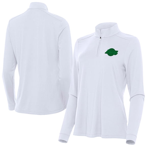 Women's Antigua White Los Angeles Lakers St. Patrick's Day Intent Quarter-Zip Top
