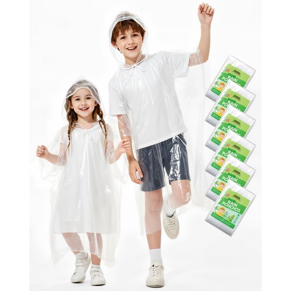 NAISHIER 20 Pack Rain Ponchos Family Pack Kids, Disposable Poncho with Hood, Clear, Emergency Rain Poncho for Camping Hiking Travelling