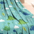 thumbnail image 3 of Light Blue Dinosaurs Clouds Trees Pattern Blanket,Comfortable Soft Flannel Throw Blanket,All Season,Warm Lightweight Blankets for Sofa Bed Couch Living Room Chair,30"x40", 3 of 4