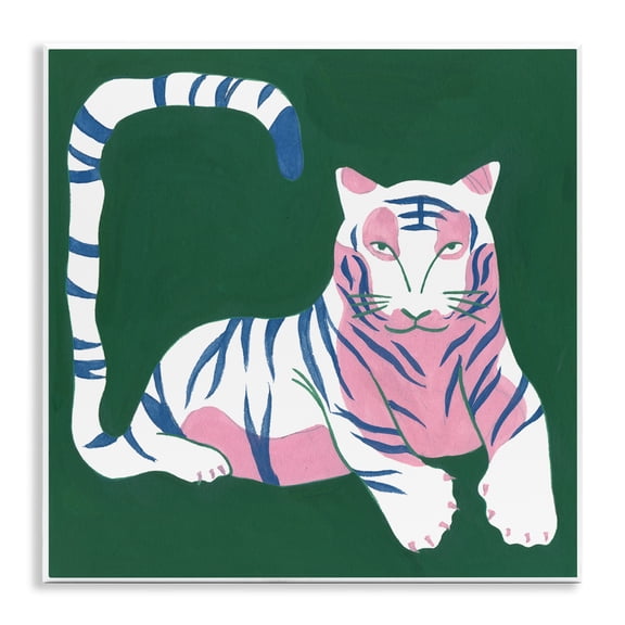 Stupell Industries Modern Tiger with Curved Tail Animals Painting Unframed Art Print Wall Art, 12 x 12