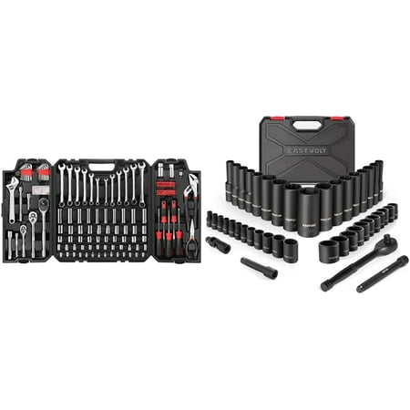 

JSTCL 248 Pieces Mechanics Tool Set & Mechanic Tool KitsDrive Socket Set46 Pieces Socket Set with 72 Teeth Reversible RatchetMetric/SAE (ASK06)