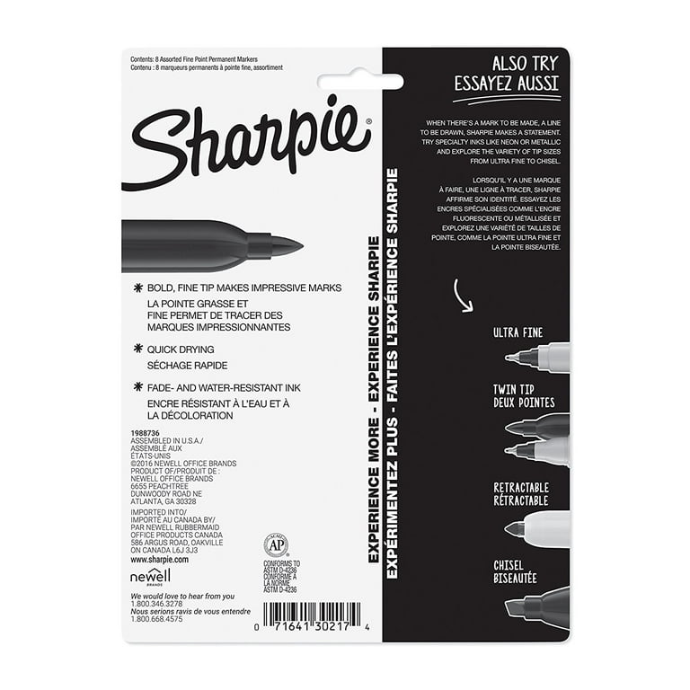 SHARPIE 37600PP Permanent Markers, Ultra Fine Point, Classic  Colors, 8 Count : Office Products