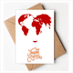 thumbnail image 1 of Corazón rojo Mapa del mundo el día de San Valentín Nota en blanco del sobre de la tarjeta de agradecimiento, 1 of 4