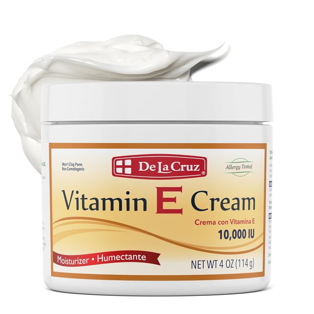 De La Cruz | Crema hidratante de vitamina E para rostro y cuello, cuidado de la piel hidratante para todo tipo de piel, 4 Oz