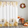 thumbnail image 2 of Shower Curtain 60"W x 72"L Fall Thanksgiving Yellow Pumpkins Leaves Fabric Shower Curtains Set with Hooks Water Repellent Bathroom Curtains Machine Washable Bathroom Accessories, 2 of 6