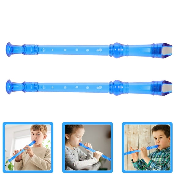 KALLORY 2Pcs Soprano Recorder Blue Cylindrical for School Family Practice Music Class