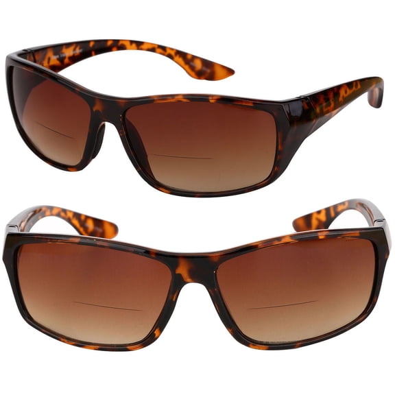 "The Driver" 2 Pair of Bifocal Sunglasses Featuring High Definition Driving Lenses for Men and Women - Tortoise/Tortoise - 1.25