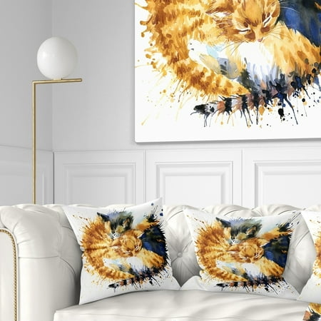 UPC: 0645466700837 | DESIGN ART Designart Cute Kitten Graphical Illustration Animal Throw Pillow 16 in. x 16 in. Small