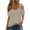 Khaki, variant on Miqool Women's Cold Shoulder Tops Summer Short Sleeve V Neck Solid Color Tunic Tops Loose Fit Basic Tees 2024 Casual T Shirts Blouses