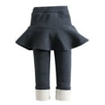 thumbnail image 3 of 12M-10T Little Girls Winter Warm Thicken Fleece Leggings Tights Skinny Pants, Uccdo Toddler Girl Solid Color Culottes Pantskirt Scooters, 3 of 7