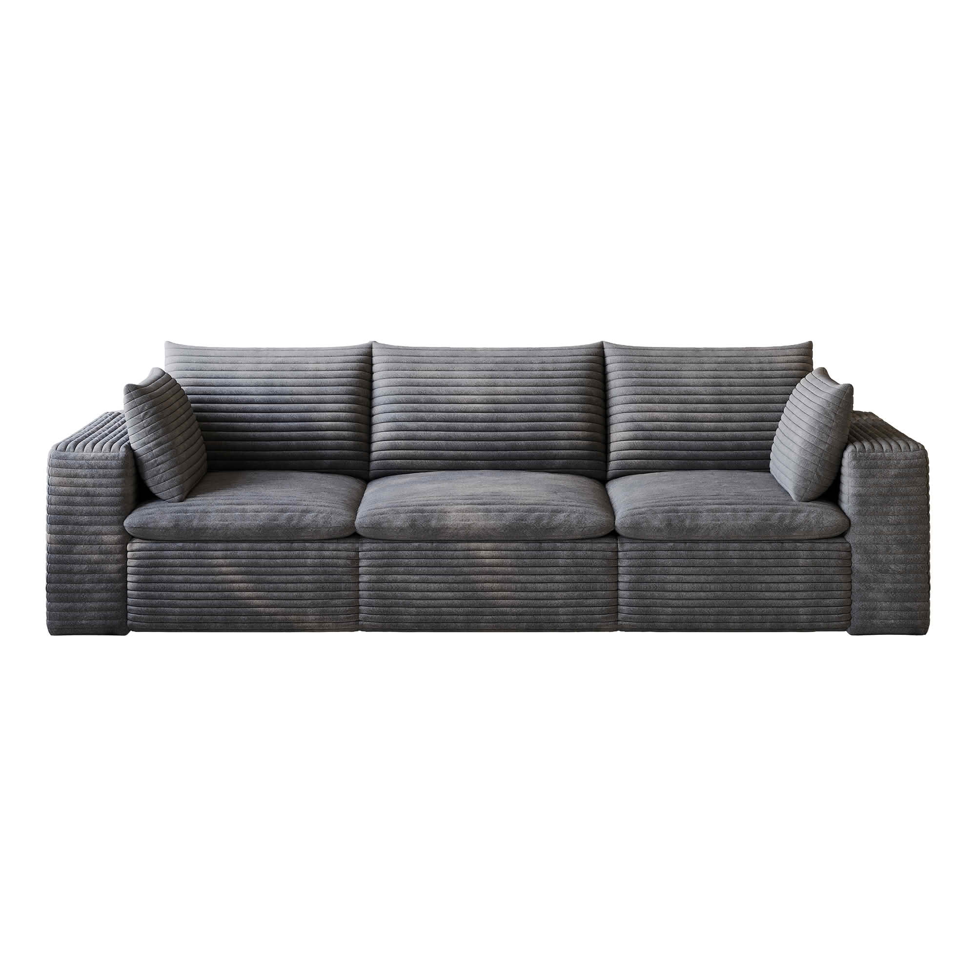 MAYEERTY 102.4 Inch Cloud Modular Sofa, Corduroy Deep‑Seat Couch with Double‑Layer Removable Cushions, No‑Assembly DIY Combination Sponge Sofa for Living Room Bedroom Conference Room Apartment