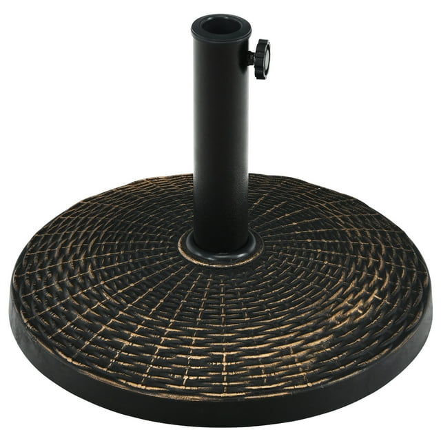 Gymax Base Ronde en Résine de 22 Lb pour Parasol de Patio avec Support et Bouton Réglable