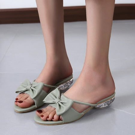 

Sandals Summer New Fish Mouth Bow Thick Heel Women s Sandals