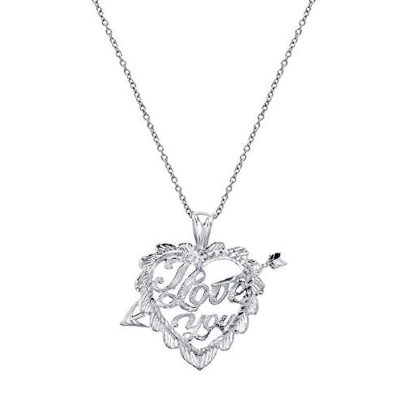 Sterling Silver I Love You Heart Pendant Necklace, 18"