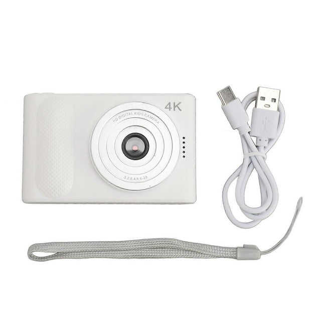 4K Digital Camera 48MP HD 16X Digital Zoom Autofocus Portable Pocket Micro SLR Camera with 2.4 Inch TFT Screen for Travel Photography Vlogging White