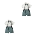 thumbnail image 1 of Qarigey Camisa de manga corta de verano para niños, conjunto de pantalones, fiesta, banquete, boda, pajarita para niños, ropa, pantalones Type8 NO8, 1 of 6