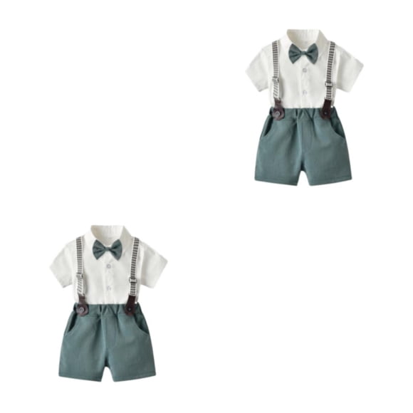 Qarigey Camisa con botones para niños, conjunto de pantalones en general, ropa con pajarita para niños, pantalones cortos Type5 NO5