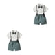 thumbnail image 3 of Minnieouse Verano para niños, camisa de manga corta con botones, conjunto de pantalones, ropa de pajarita para boda, pantalones cortos con Type3 NO3, 3 of 6
