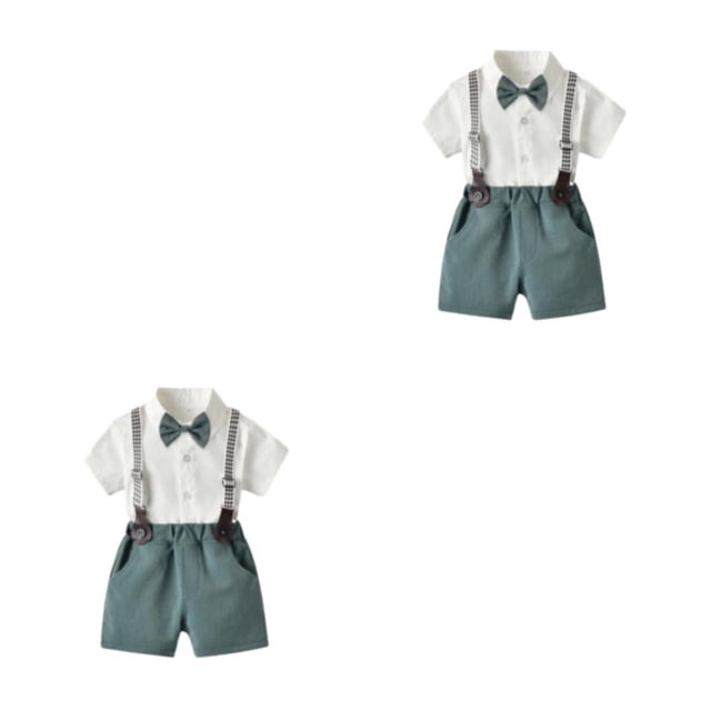 Qarigey Camisa de manga corta de verano para niños, conjunto de pantalones, fiesta, banquete, boda, pajarita para niños, ropa, pantalones Type8 NO8
