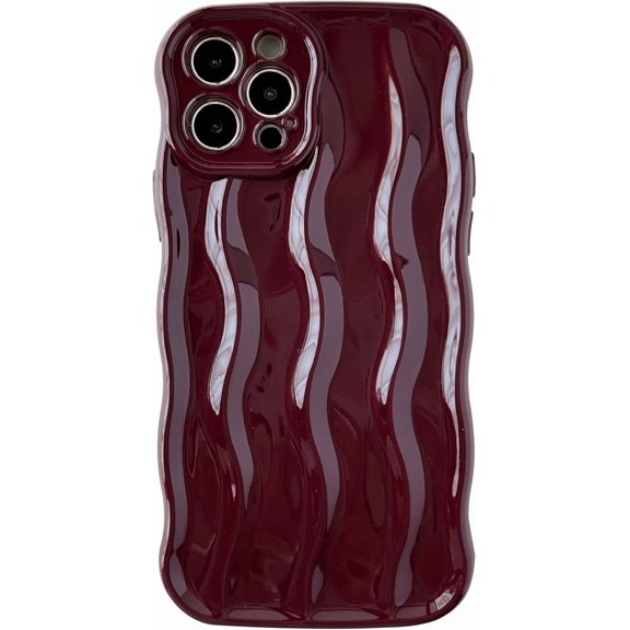 for iPhone 12 Pro Case,Water Ripple Pattern Curly Wave Frame Soft Compatible with iPhone Case (Red,iPhone 12 Pro)