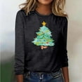 thumbnail image 4 of Weiqiqre Womens Fall Tops Cute Christmas Tree Graphic Long Sleeve Shirt Xmas Holiday Party Pullover Blouse, 4 of 5