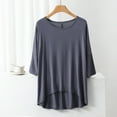 thumbnail image 2 of HAPIMO Women's Casual Workout Pajamas Shirts Loose Cotton Lined Tops Short Sleeve Tees Relaxed Round Neck Blouses Trendy Solid Color Pullovers Summer Clearance for Girls Gray L, 2 of 3